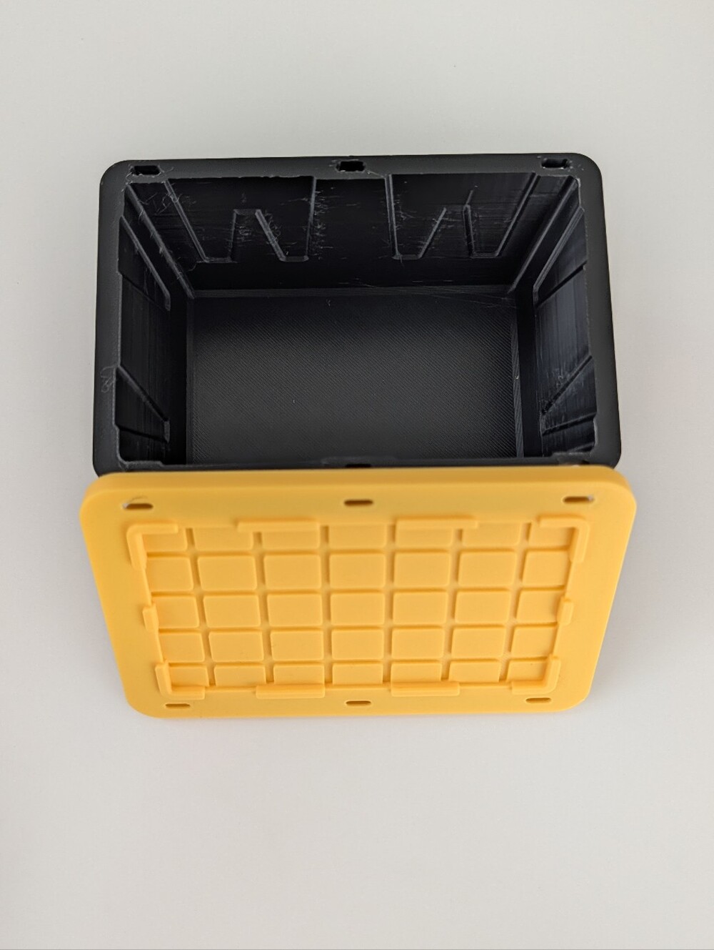 3D Printed Mini Storage Tote with Lid (Black & Yellow)